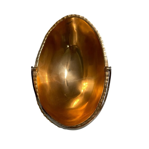 Corbell And Co. Silver Plate oval small Wedding Basket with Handle Gold Wash VTG - Picture 6 of 12